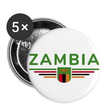 Zambia T-Shirt for Africa Fans - Buttons small 1''/25 mm (5-pack) - white - Front