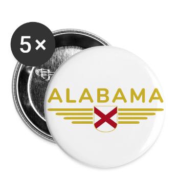Alabama Fan T-Shirt – USA-Style - Buttons klein 25 mm (5er Pack) - Weiß - Vorne