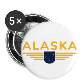 Alaska Fan T-Shirt – USA-Style - Buttons klein 25 mm (5er Pack) - Weiß - Vorne