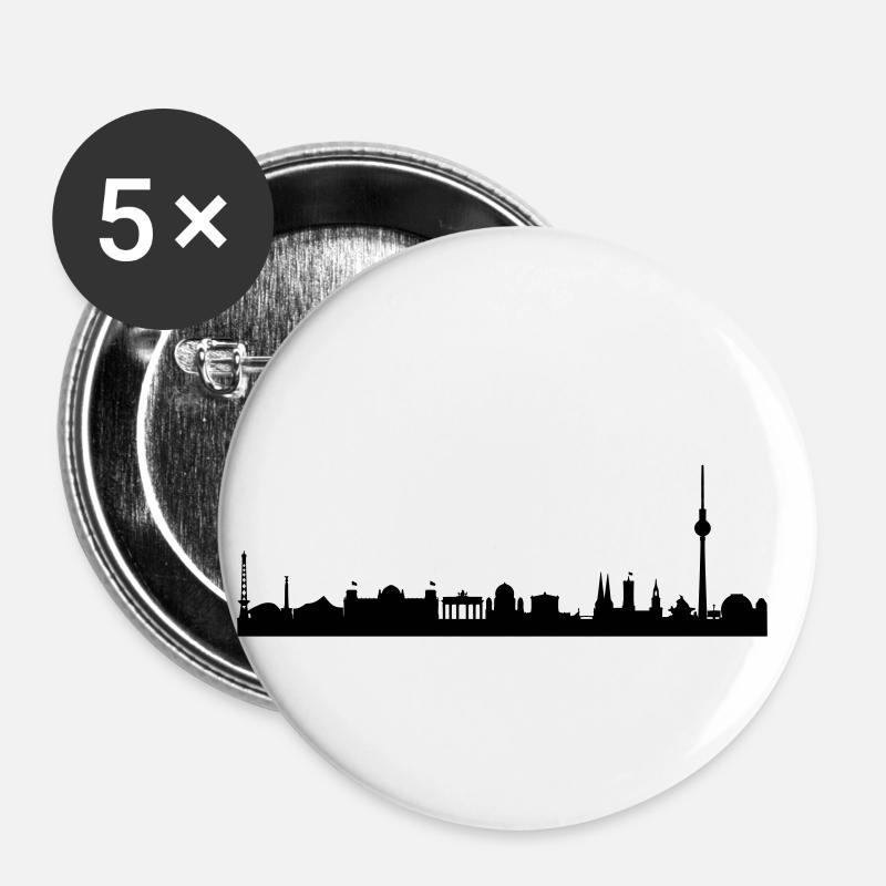 Berlin skyline subtle vector graphic design - Buttons small 1''/25 mm (5-pack) - white