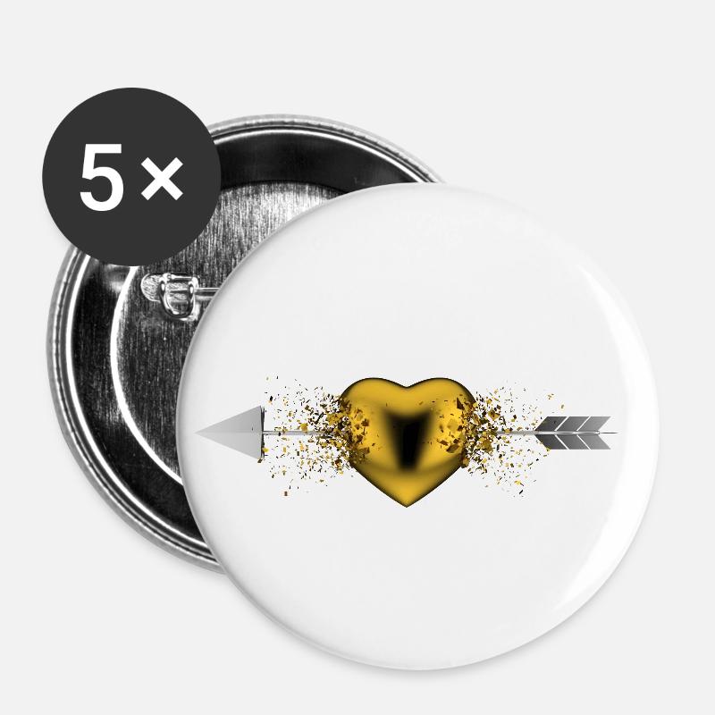 liebe - Buttons klein 25 mm (5er Pack) - Weiß