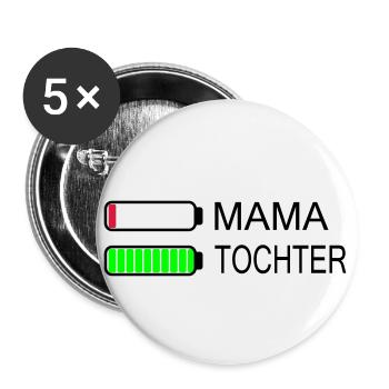 Batterie maman fille vide - Lot de 5 petits badges (25 mm) - blanc - Devant