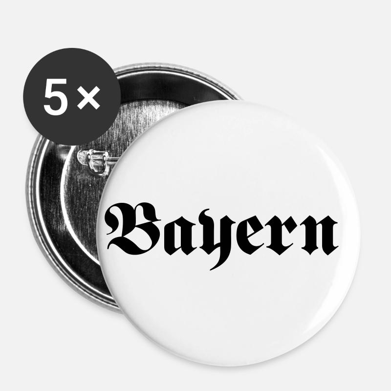 Bayern - Buttons klein 25 mm (5er Pack) - Weiß