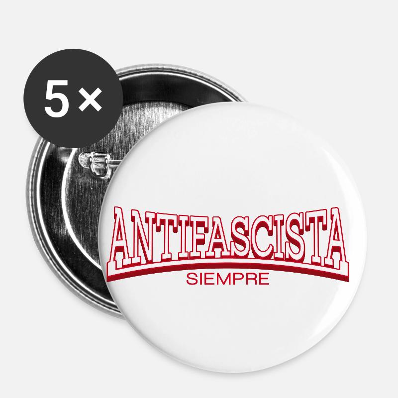ANTIFASCIST always - Buttons small 1''/25 mm (5-pack) - white