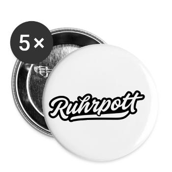 Ruhrpott Schriftzug - Buttons klein 25 mm (5er Pack) - Weiß - Vorne
