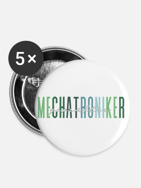 geprüfter Mechatroniker - edles Design - Buttons klein 25 mm (5er Pack) - Weiß