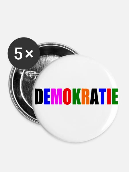 Demokratie - Buttons klein 25 mm (5er Pack) - Weiß