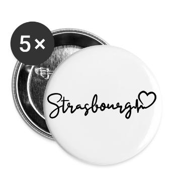 Strasbourg Herzschlag Frankreich Stadt Straßburg - Buttons klein 25 mm (5er Pack) - Weiß - Vorne