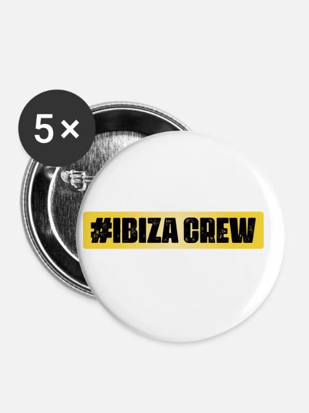 Ibiza Crew - Buttons klein 25 mm (5er Pack) - Weiß