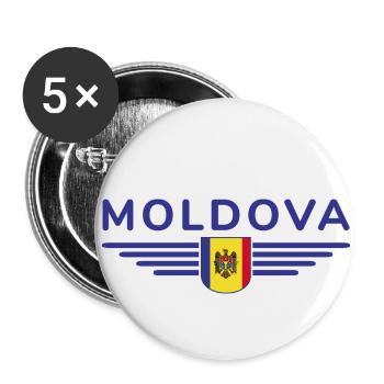 Moldau T-Shirt – Stolz auf Moldawien - Buttons klein 25 mm (5er Pack) - Weiß - Vorne