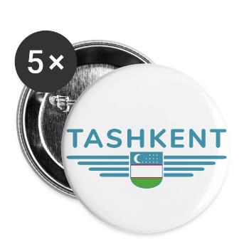 Taschkent T-Shirt – Usbekistans Herz - Buttons klein 25 mm (5er Pack) - Weiß - Vorne