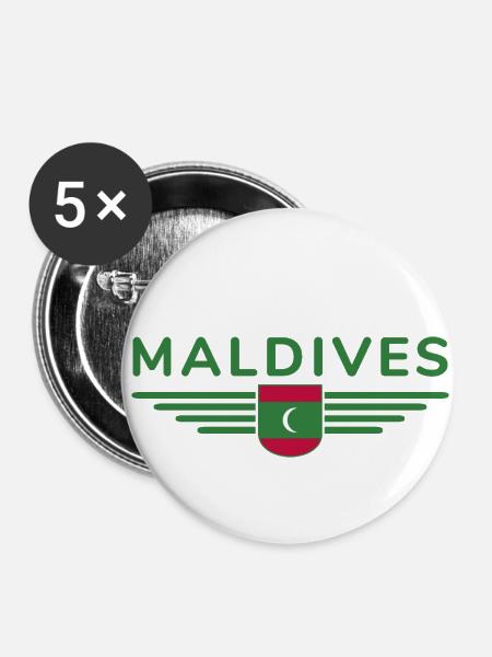 Malediven Fans: Exklusive Shirts - Buttons klein 25 mm (5er Pack) - Weiß