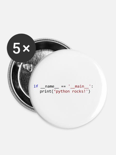 Python rocks - Buttons klein 25 mm (5er Pack) - Weiß