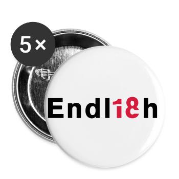Endlich 18 - Buttons klein 25 mm (5er Pack) - Weiß - Vorne