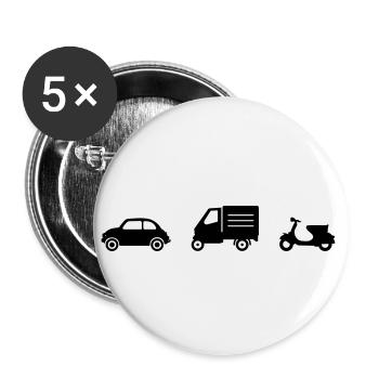 italienische Fahrzeuge - Buttons klein 25 mm (5er Pack) - Weiß - Vorne