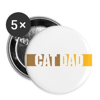 Cat Dad Balken Design - Buttons klein 25 mm (5er Pack) - Weiß - Vorne