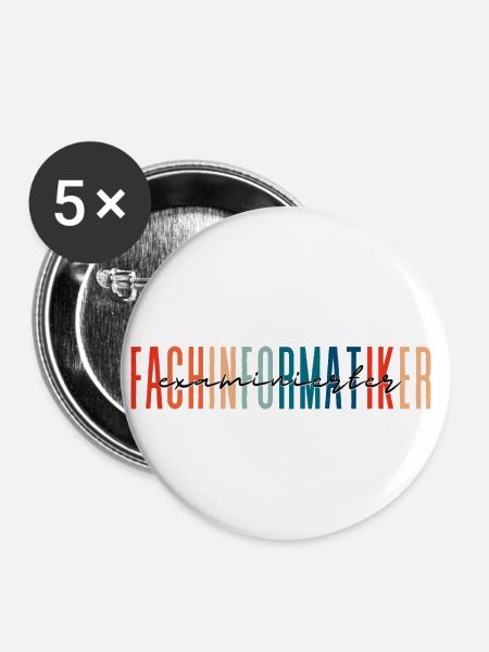 examinierter Fachinformatiker - buntes Design - Buttons klein 25 mm (5er Pack) - Weiß