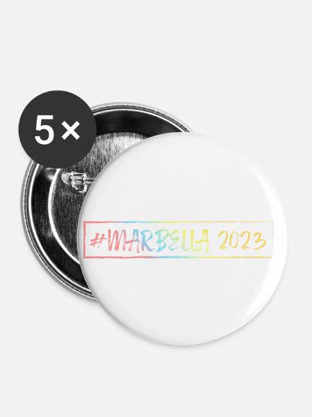 Marbella 2023 - Buttons klein 25 mm (5er Pack) - Weiß