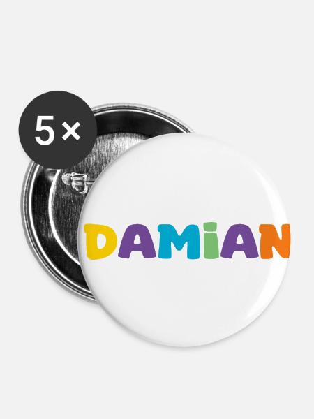 Name - Damian - Buttons klein 25 mm (5er Pack) - Weiß