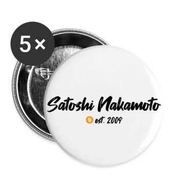 Satoshi Nakamoto est. 2009 Blockchain Bitcoin - Buttons klein 25 mm (5er Pack) - Weiß - Vorne