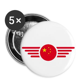 T-shirt de conception de style chinois - Lot de 5 petits badges (25 mm) - blanc - Devant