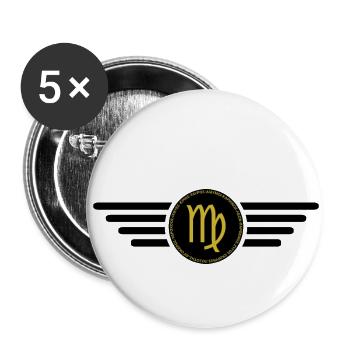 Signe du zodiaque Vierge, design exclusif de t-shirt - Lot de 5 petits badges (25 mm) - blanc - Devant