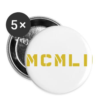 Chiffre romain année de naissance Fabriqué en 1952 - Lot de 5 petits badges (25 mm) - blanc - Devant