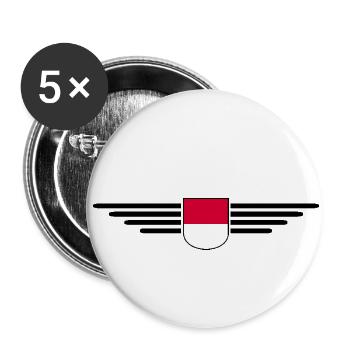 Monaco Design – Le style pour les fans de la Principauté - Lot de 5 petits badges (25 mm) - blanc - Devant