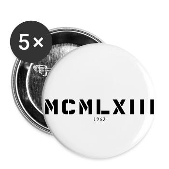 Roman numeral year of birth Made in 1963 - Buttons small 1''/25 mm (5-pack) - white - Front