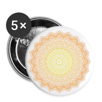 Yogi, Prana Mandala orange - Buttons klein 25 mm (5er Pack) - Weiß - Vorne