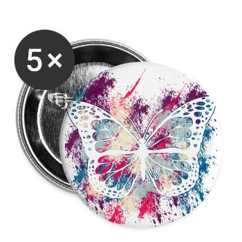 Papillon Monarque Printemps Coloré Doux Cadeau - Lot de 5 petits badges (25 mm) - blanc - Devant