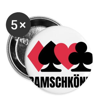 Skat Karten Ramschkönig Skatspiel Kartenspiel Pik - Buttons klein 25 mm (5er Pack) - Weiß - Vorne