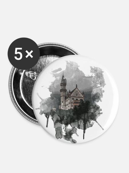 MOODY CASTLE - Buttons small 1''/25 mm (5-pack) - white