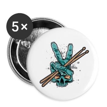 Drum Drummer I Destroy Silence Rock Schlagzeug - Buttons klein 25 mm (5er Pack) - Weiß - Vorne