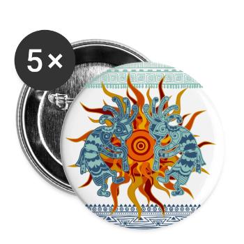 Native American Kokopelli Musicans - Sun Border 1 - Buttons small 1''/25 mm (5-pack) - white - Front