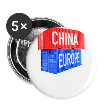 Europe and China Containers - Euro, EU, World - Buttons small 1''/25 mm (5-pack) - white - Front