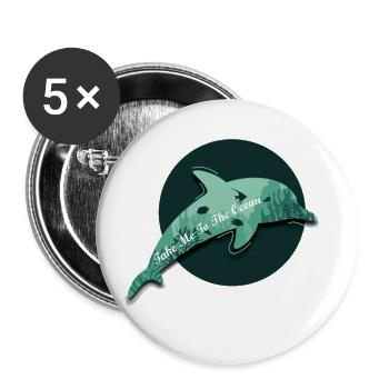 Take Me to The Ocean Dolphin Dolphin Summer Beach - Buttons small 1''/25 mm (5-pack) - white - Front