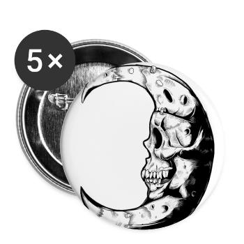 Schaedel Mond Mann Frau Kind - Buttons klein 25 mm (5er Pack) - Weiß - Vorne