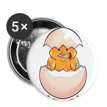 Chick With A Bouquet - Buttons small 1''/25 mm (5-pack) - white - Front