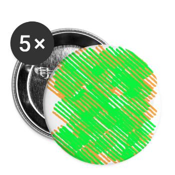Rayures vert néon orange - Lot de 5 petits badges (25 mm) - blanc - Devant