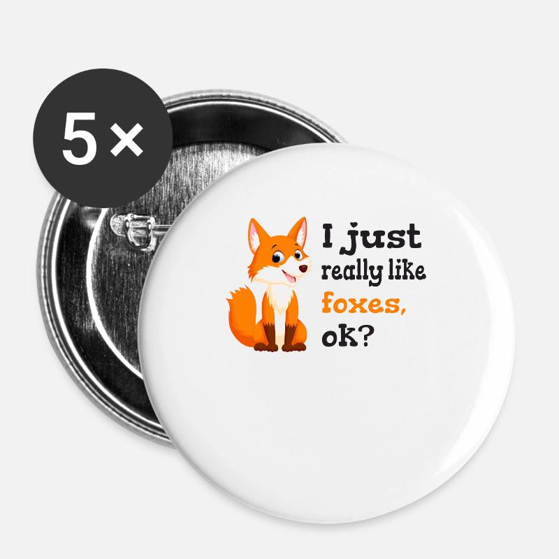 i just really like foxes ok? - Buttons klein 25 mm (5er Pack) - Weiß