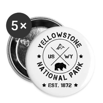 Yellowstone National Park USA Wyoming Bear bison - Buttons small 1''/25 mm (5-pack) - white - Front