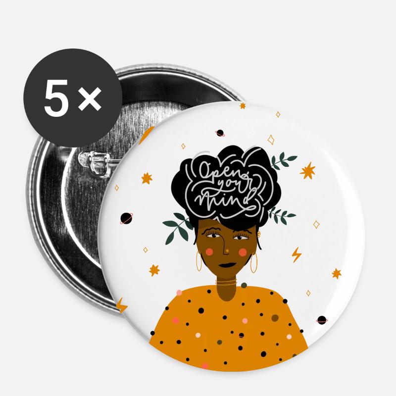 Ouvre ton esprit - Lot de 5 petits badges (25 mm) - blanc