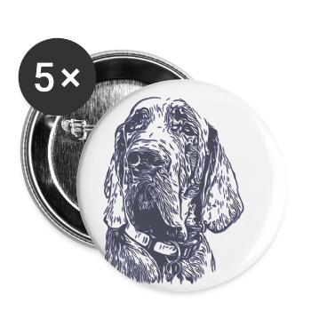 Chien Dogue Allemand gris argent gris clair - Lot de 5 petits badges (25 mm) - blanc - Devant