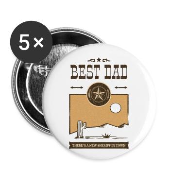 Best Dad Father's Day Gift Western - Buttons small 1''/25 mm (5-pack) - white - Front
