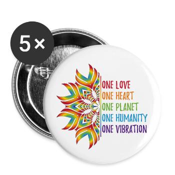 Un mandala d'amour - Lot de 5 petits badges (25 mm) - blanc - Devant
