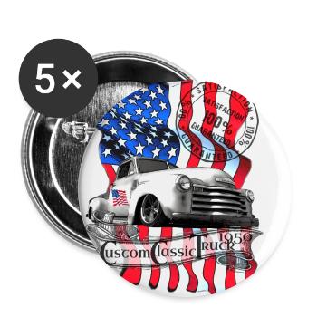 Drapeau USA 1950 camion classique vintage personnalisé - Lot de 5 petits badges (25 mm) - blanc - Devant