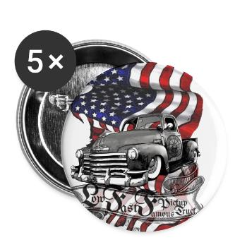 Deep and fast, V8 Pickup Truck UStates clean - Buttons small 1''/25 mm (5-pack) - white - Front