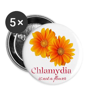 STD-Prävention. Chlamydien sind keine Blume. - Buttons klein 25 mm (5er Pack) - Weiß - Vorne