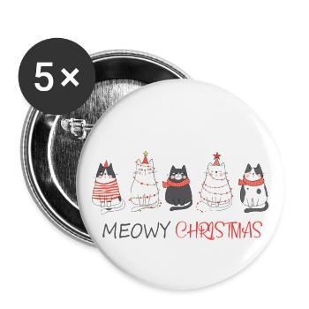 Meowy Christmas funny Christmas cats gift - Buttons small 1''/25 mm (5-pack) - white - Front